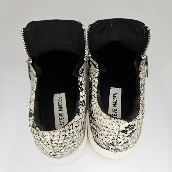 Steve Madden Black/White Glammar Snakeskin Slip On Platform Sneakers Size 6M - Picture 8 of 12